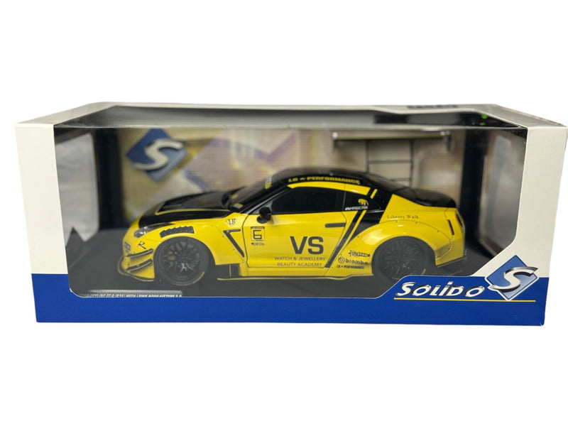 Load image into Gallery viewer, 2020 Nissan GT - R (R35) W/ Liberty Walk Body Yellow Livery 1:18 - American Stanced
