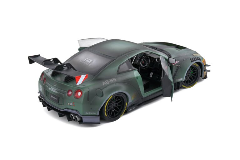 Load image into Gallery viewer, 2022 Nissan GT - R (R35) W/ Liberty Walk Body Army Fighter Livery 1:18 - American Stanced
