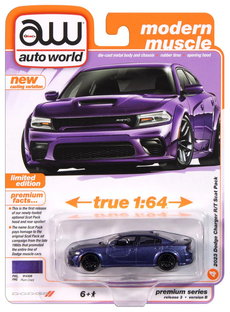 Load image into Gallery viewer, Auto World &#39;23 Dodge Charger R/T Scat Pack Plum Crazy
