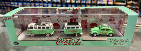 M2 Machines Coca Cola '53 VW Micro Bus Deluxe, Coca Cola '53 VW Beetle Deluxe - American Stanced