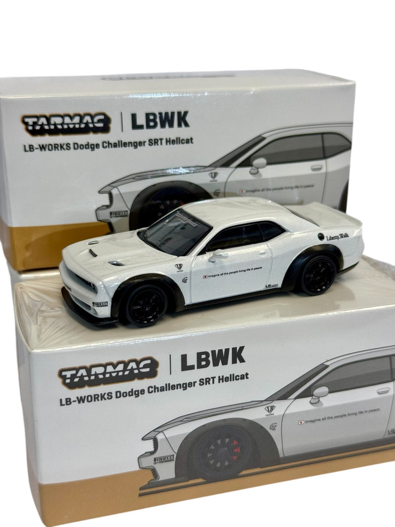 Load image into Gallery viewer, Tarmac LBWK - Works Dodge Challenger SRT Hellcat Widebody &quot;White&quot; 1:64 Scale - American Stanced
