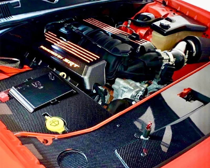 Load image into Gallery viewer, Carbon Fiber 4 Piece Engine Bay Set / Dodge Challenger GT, R/T, SRT 392, Hellcat 2015-2021 - American Stanced
